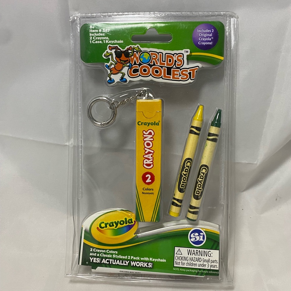 Worlds Coolest Crayola Crayons W/ Keychain Carrying Box Kids Novelty Gift #547